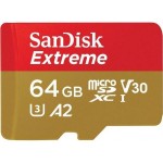 Карта памяти SanDisk Extreme microSDXC 64Gb UHS-I U3 A2 V30 с адаптером