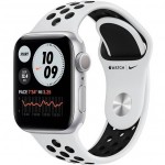 Умные часы Apple Watch Nike Series 6 GPS 40mm Aluminum Silver Case with Sport White-Black Band [M00T3]