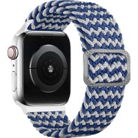 Плетеный ремешок для Apple Watch 38/40/41mm (бело-синие полоски)