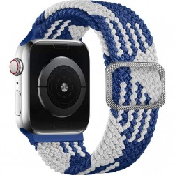 Плетеный ремешок Rumi Wick для Apple Watch 42 / 44 / 45mm (сине-белый)