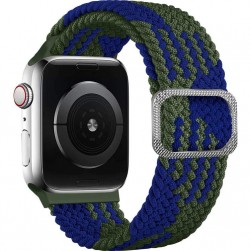 Плетеный ремешок Rumi Wick для Apple Watch 42 / 44 / 45mm (армейский зелено-синий)