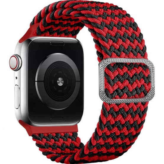 Плетеный ремешок Rumi Wick для Apple Watch 42 / 44 / 45mm (красно-черные полоски)