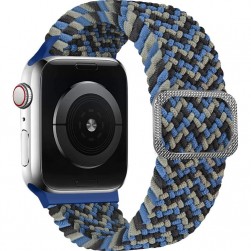 Плетеный ремешок Rumi Wick для Apple Watch 42 / 44 / 45mm (сине-черно-зеленые полоски)