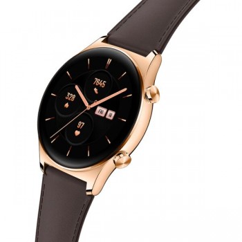 Умные часы Honor Watch GS 3 Золотистые с коричневым ремешком