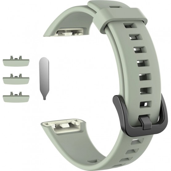 Ремешок Rumi силиконовый для Honor Band 6 / 7, Huawei Band 6 (серо-зеленый)