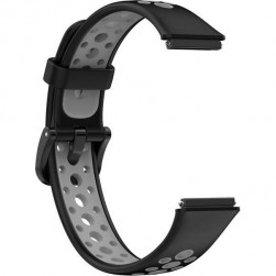 Ремешок Rumi N-style силиконовый для Huawei Band 7 (черный / серый)