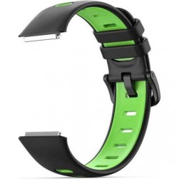 Ремешок Rumi силиконовый для Huawei Band 7 (черный / салатовый)