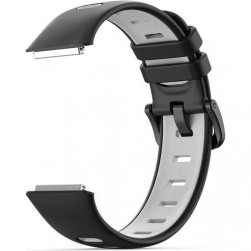 Ремешок Rumi силиконовый для Huawei Band 7 (черный / серый)