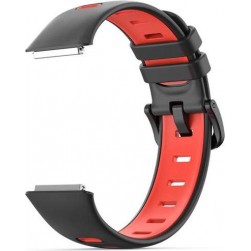 Ремешок Rumi силиконовый для Huawei Band 7 (черный / красный)