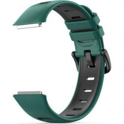 Ремешок Rumi силиконовый для Huawei Band 7 (зеленый / черный)
