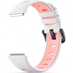 Ремешок Rumi силиконовый для Huawei Band 7 (белый / розовый)