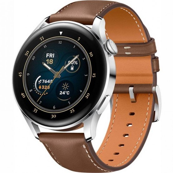 Умные часы Huawei Watch 3 Classic (коричневый кожаный ремешок)