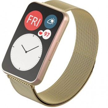 Металлический браслет Rumi Milanese loop для Huawei Watch FIT / Elegant (миланское плетение, золотистый)
