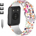 Силиконовый ремешок Rumi для Huawei Watch Fit / Elegant (цветы)