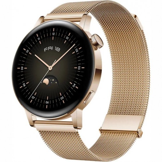 Умные часы Huawei  Watch GT 3 Elegant 42 мм Золотистый корпус с золотистым миланским ремешком