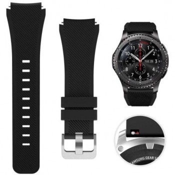 Силиконовый ремешок для часов Samsung Gear S3 рифлёный (22 мм) Черный