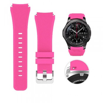 Силиконовый ремешок для часов Samsung Gear S3 рифлёный (22 мм) Розовый