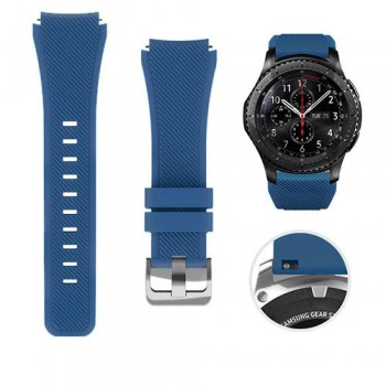 Силиконовый ремешок для часов Samsung Gear S3 рифлёный (22 мм) Тёмно-синий