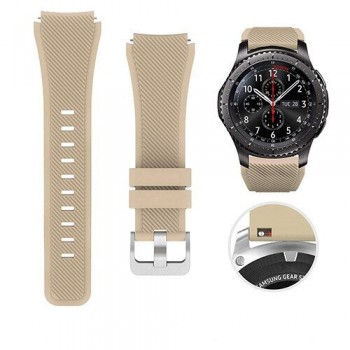 Силиконовый ремешок для часов Samsung Gear S3 рифлёный (22 мм) Молочный шоколад