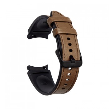 Гибридный ремешок Rumi Comfort для Samsung Galaxy Watch4 / 5 / 6 (20 мм, коричневый)