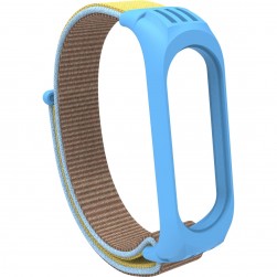 Нейлоновый ремешок на липучке для Xiaomi Mi Band 5 / 6 Бежево-голубой