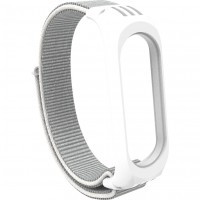 Нейлоновый ремешок на липучке для Xiaomi Mi Band 5 / 6 Белый