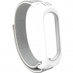 Нейлоновый ремешок на липучке для Xiaomi Mi Band 5 / 6 Белый
