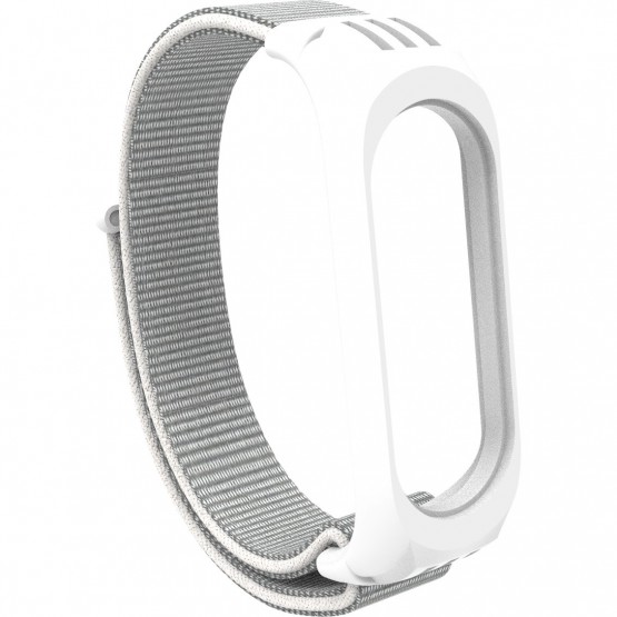 Нейлоновый ремешок на липучке для Xiaomi Mi Band 5 / 6 Белый