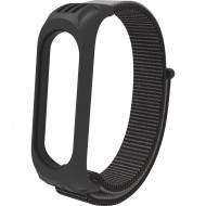 Нейлоновый ремешок на липучке для Xiaomi Mi Band 5 / 6 Черно-серый