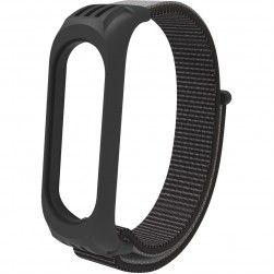 Нейлоновый ремешок на липучке для Xiaomi Mi Band 5 / 6 Черно-серый
