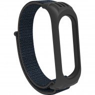 Нейлоновый ремешок на липучке для Xiaomi Mi Band 5 / 6 Черный