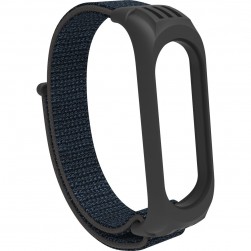 Нейлоновый ремешок на липучке для Xiaomi Mi Band 5 / 6 Черный