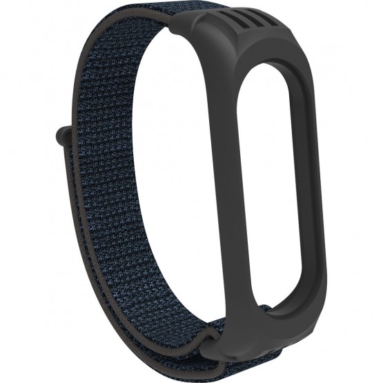 Нейлоновый ремешок на липучке для Xiaomi Mi Band 5 / 6 Черный