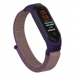 Нейлоновый ремешок на липучке для Xiaomi Mi Band 5 / 6 Фиолетово-коричневый