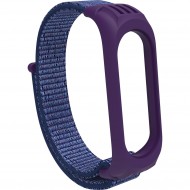 Нейлоновый ремешок на липучке для Xiaomi Mi Band 5 / 6 Фиолетово-серый