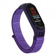 Нейлоновый ремешок на липучке для Xiaomi Mi Band 5 / 6 Фиолетово-сиреневый