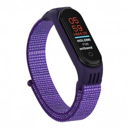 Нейлоновый ремешок на липучке для Xiaomi Mi Band 5 / 6 Фиолетово-сиреневый