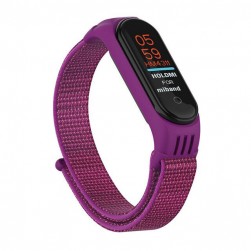 Нейлоновый ремешок на липучке для Xiaomi Mi Band 5 / 6 Красно-фиолетовый