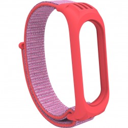 Нейлоновый ремешок на липучке для Xiaomi Mi Band 5 / 6 Красно-малиновый