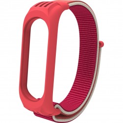 Нейлоновый ремешок на липучке для Xiaomi Mi Band 5 / 6 Красно-оранжевый