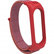 Нейлоновый ремешок на липучке для Xiaomi Mi Band 5 / 6 Красно-серый