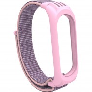 Нейлоновый ремешок на липучке для Xiaomi Mi Band 5 / 6 Розово-синий