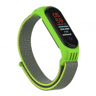 Нейлоновый ремешок на липучке для Xiaomi Mi Band 5 / 6 Салатово-серый