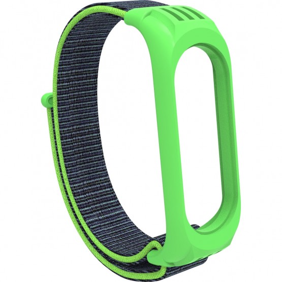 Нейлоновый ремешок на липучке для Xiaomi Mi Band 5 / 6 Серо-зеленый