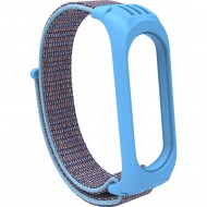 Нейлоновый ремешок на липучке для Xiaomi Mi Band 5 / 6 Сине-голубой