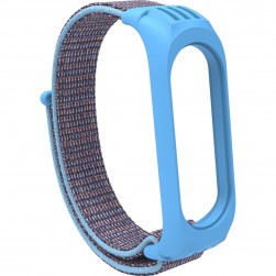 Нейлоновый ремешок на липучке для Xiaomi Mi Band 5 / 6 Сине-голубой