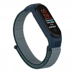 Нейлоновый ремешок на липучке для Xiaomi Mi Band 5 / 6 Сине-серый