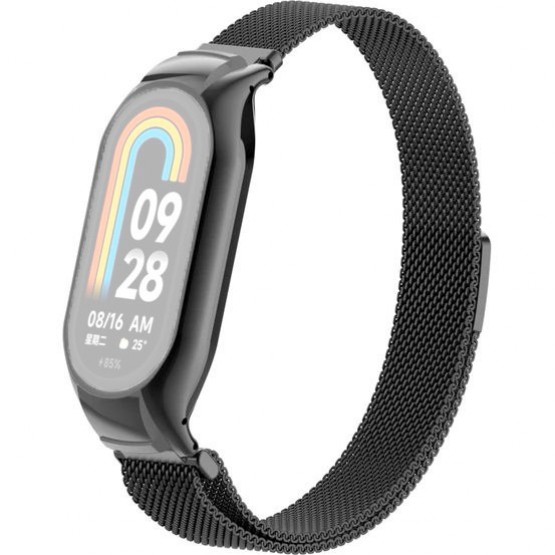 Металлический браслет Rumi Milanese loop для Xiaomi Smart Band 8 (черный)