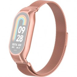 Браслет Rumi Milanese loop металлический для Xiaomi Smart Band 8 (розовое золото)