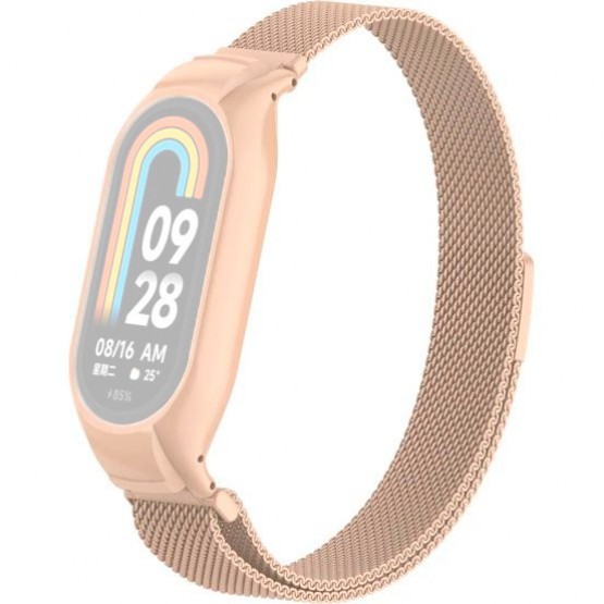 Браслет Rumi Milanese loop металлический для Xiaomi Smart Band 8 (персиково-бежевый)